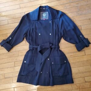 Vince Camuto Navy Double-Breasted Drapey Trench Coat/Dress/Cardigan S